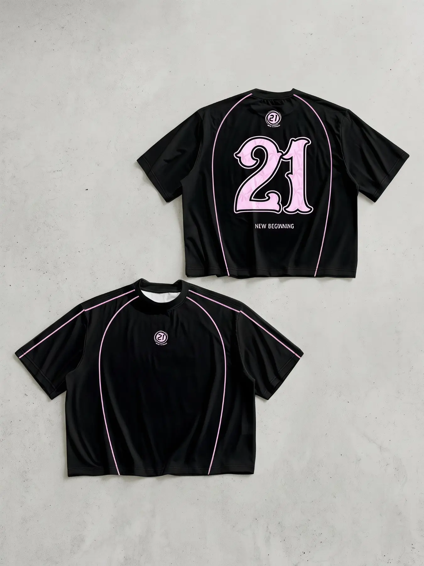 Polyester Mesh Men Y2K Streetwear Cropped Football Jersey, Football Shirt, Black Short Sleeve Tee With Pink Curved Line & Big Number 21 Back Print, Loose Vintage Sports Crop Top For Summer Daily Street Outfits