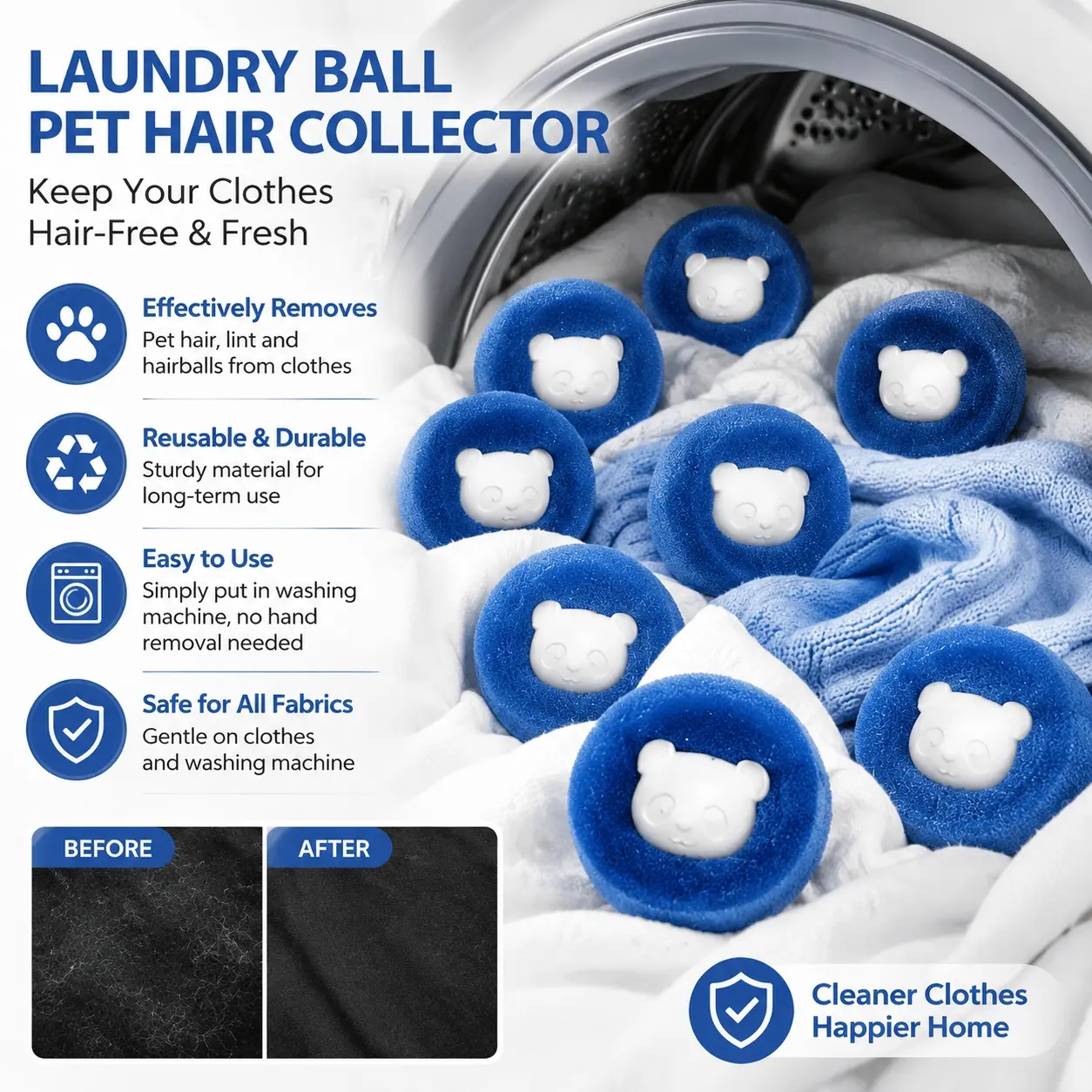 Reusable Laundry Fur Catcher Balls, 12-Pack Deep Clean Lint Removal Anti Tangle Tool for Pet Hair Washing Machine
