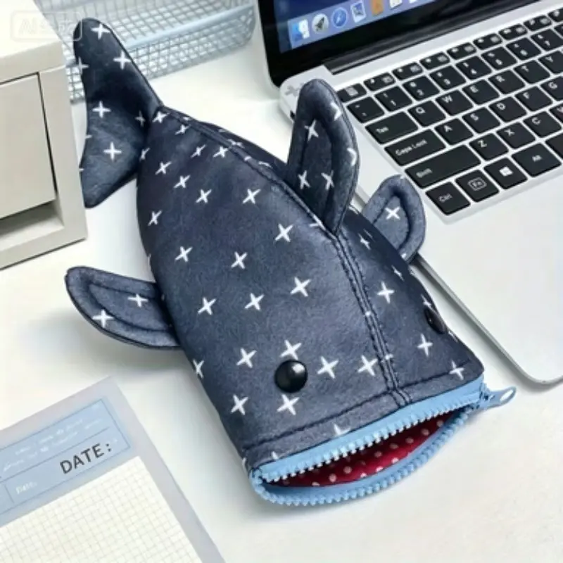 Cute 3D Shark Pencil Case, Funny Shark Mouth Zipper Pen Pouch, Large Capacity Stationery Bag, Back to School Must‑Have Supplies, Perfect School Gift for Boys Girls Students