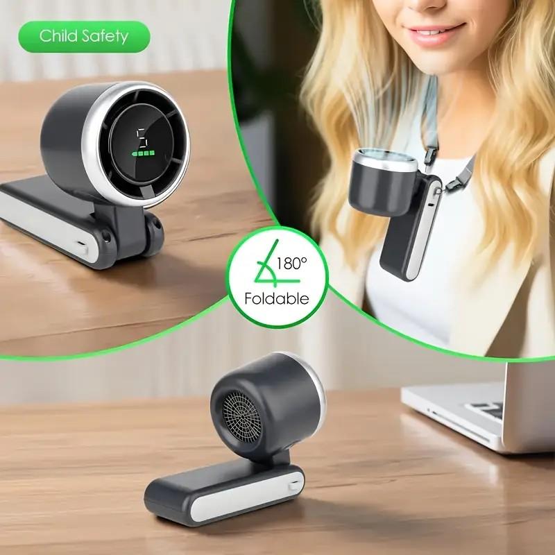 Multifunctional USB Desktop Personal Fan with Cooling Function, Fast Cooling, 5 Speed Settings, Rechargeable Battery, Digital Display