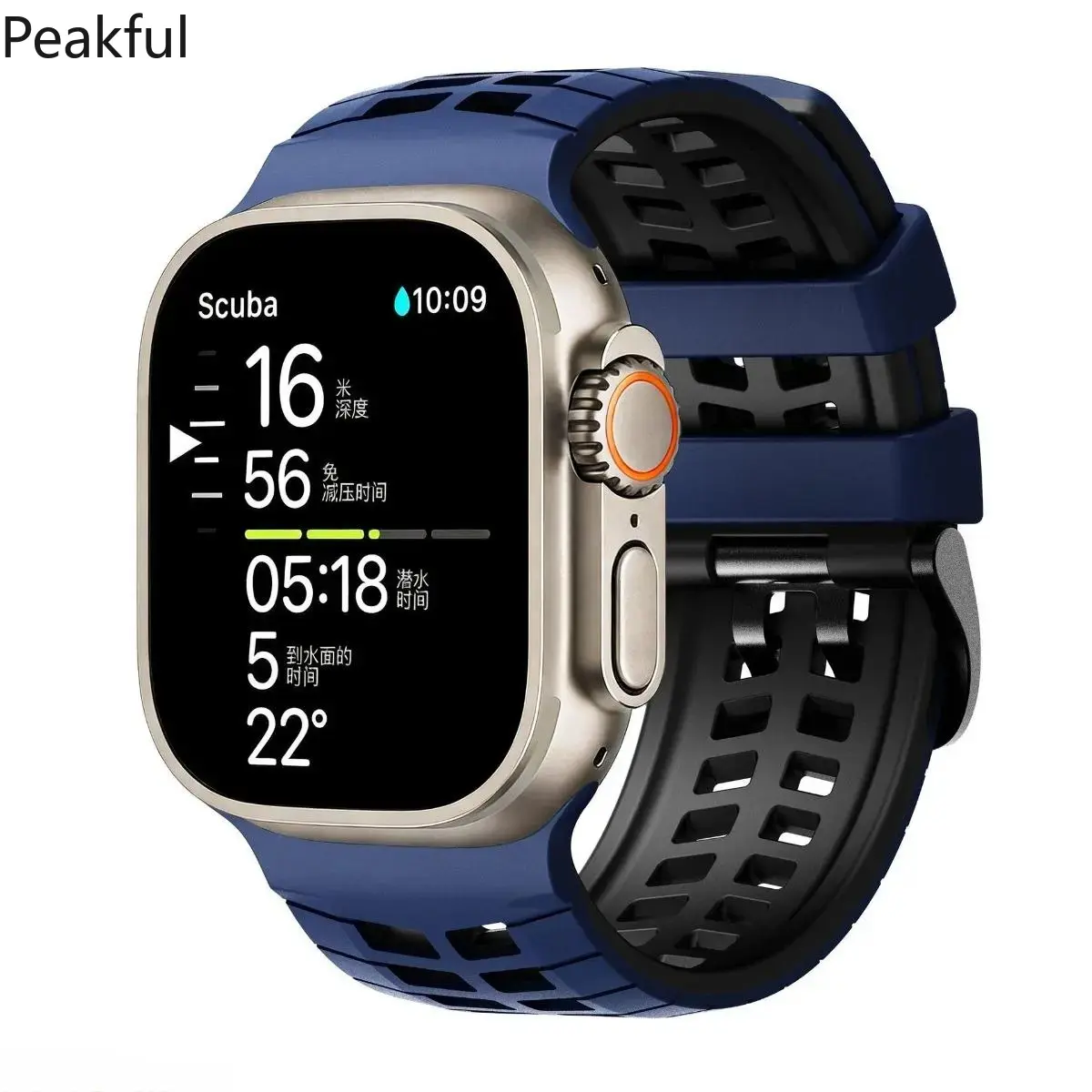 Rising color-block double-pin silicone sport wrist strap for iWatch|Underrated lightweight breathable band compatible with all Apple Watch models including Ultra|Flexible skin-friendly material, all-day comfort, training and casual daily styling