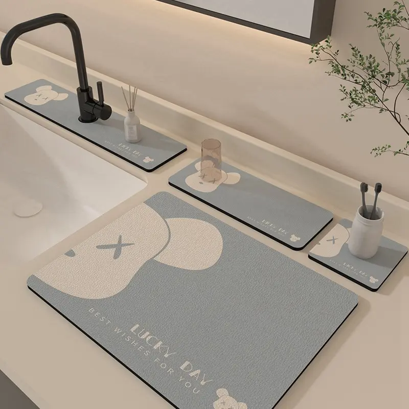 Faucet water-absorbing mat, diatomaceous earth bathroom sink drainage mat, bathroom countertop coaster, cup water control mat