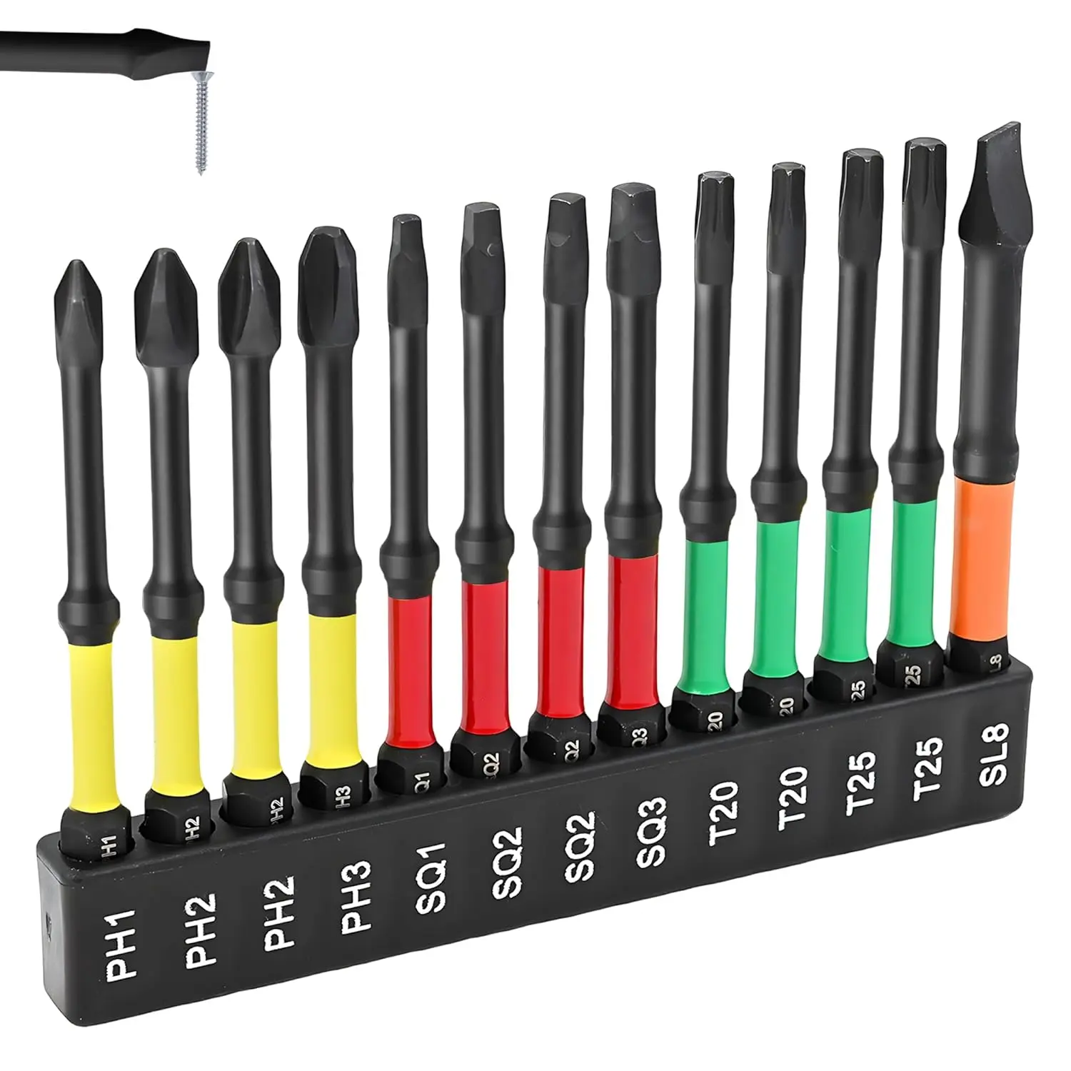 Screwdriver Bit Set, 13Pcs Driver Bit Set Including Screwdriver Bit Set S2 Security Torx Screwdriver Set Square Drive Bit Set for Electric Hand Tool