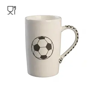 Creative Football Print Ceramic Mug, Fan Home Office Coffee Water Cup Gift, Durable Design for Daily Use, Perfect Present for Sports Enthusiasts