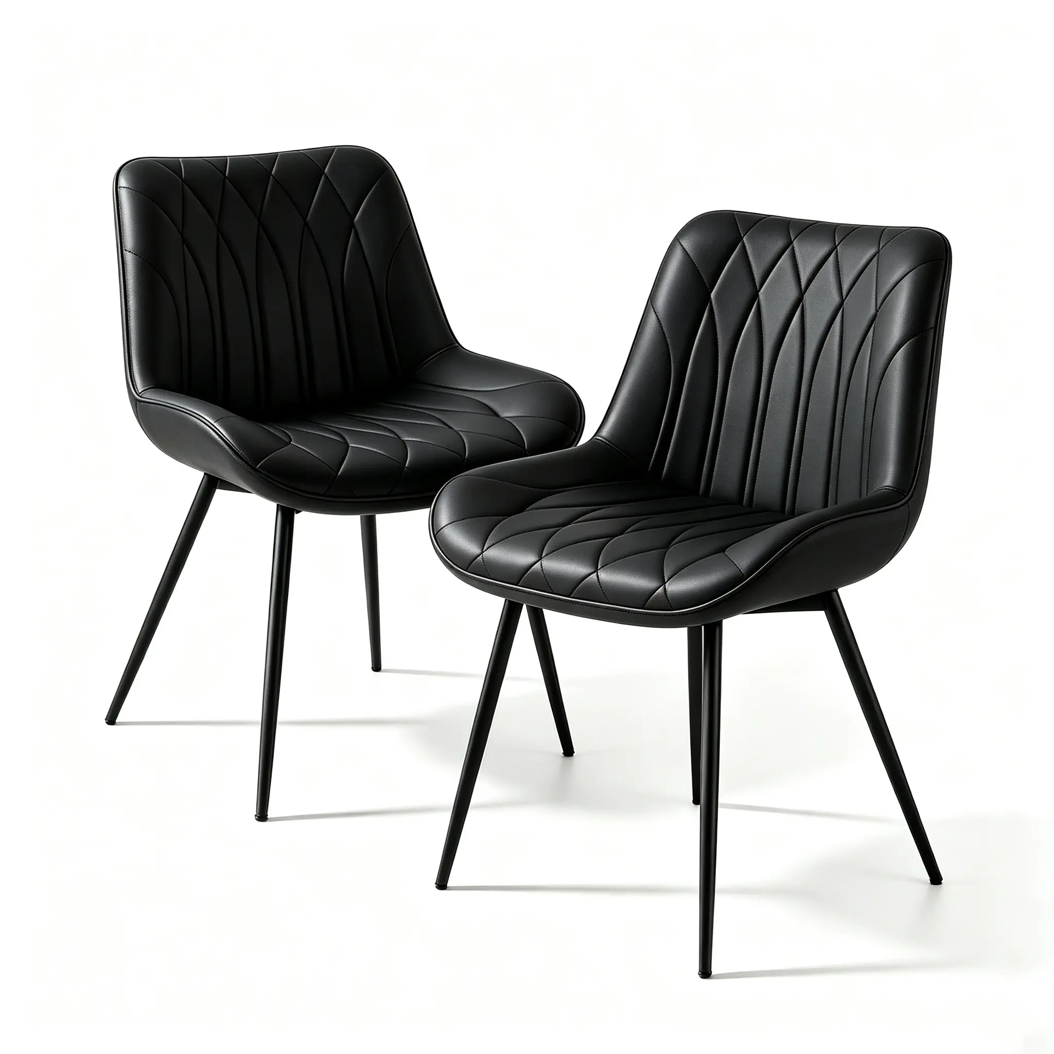 2 Pack Black Armless Dining Side Chairs, Modern Upholstered Kitchen Chairs with Soft Thick Faux Leather Cushion, Heavy Duty Stable Metal Legs, Comfort Accent Chairs for Dining Room, Kitchen, Apartment, Small Space Home
