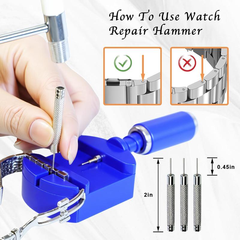 Professional Watch Link Band Sizing Removal Tool Kit for Watch Bracelet Adjustment, Watch Pin Removal Adjustment Tool Kit, Portable Repair Tools