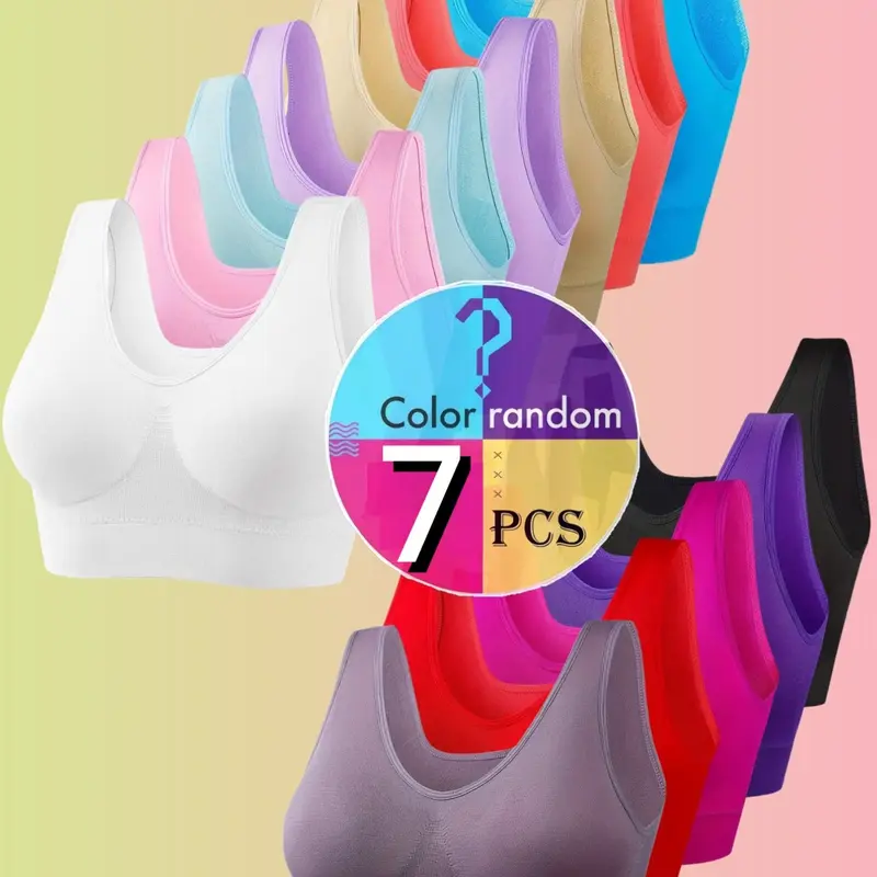 Random Color Plus Size Women's Soft Comfortable Seamless Bra, Breathable Elastic Basic Top, Lady Lingerie Casual Underwear, No Padding, Non Padded Bra, Perfect For Daily Wear, Sleeping Wear, All Season, Everyday Essential Bra, Breathable Bras
