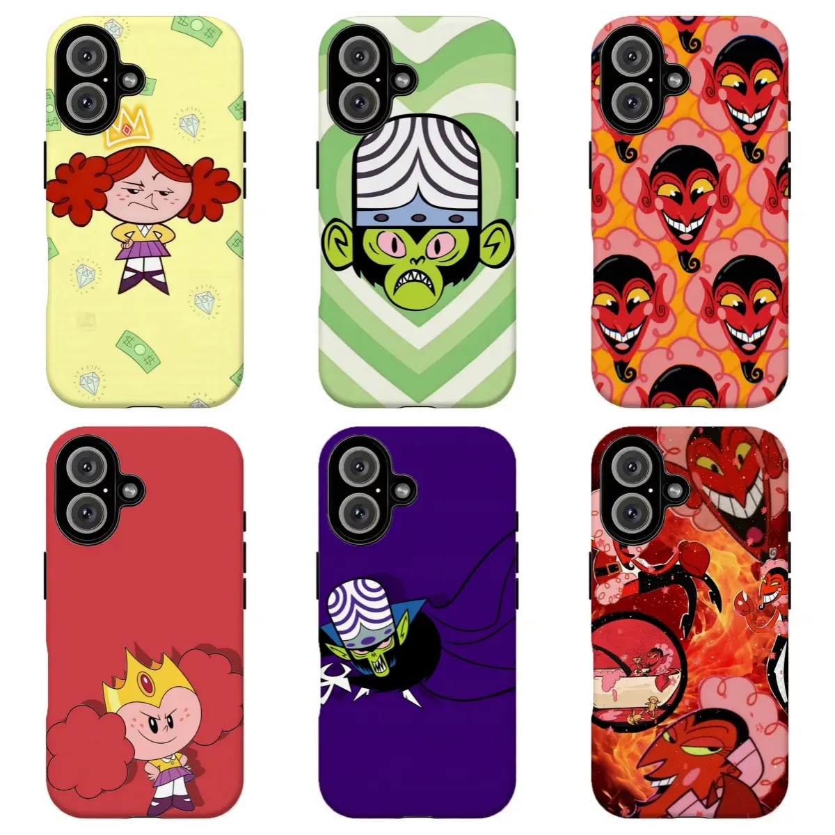 FL-Powerpuff G1rls Villains Phone Case,Mojo Jojo Princess Morbucks Him 90s Cartoon Network Nostalgic Hard Phone Cover For iPhone 17 Pro Max 16 15 14 13 12 11 8 7 Plus for Samsung S26 Ultra S25 24 23 22 21 Case-Perfect Holiday Gift for her/him/fans