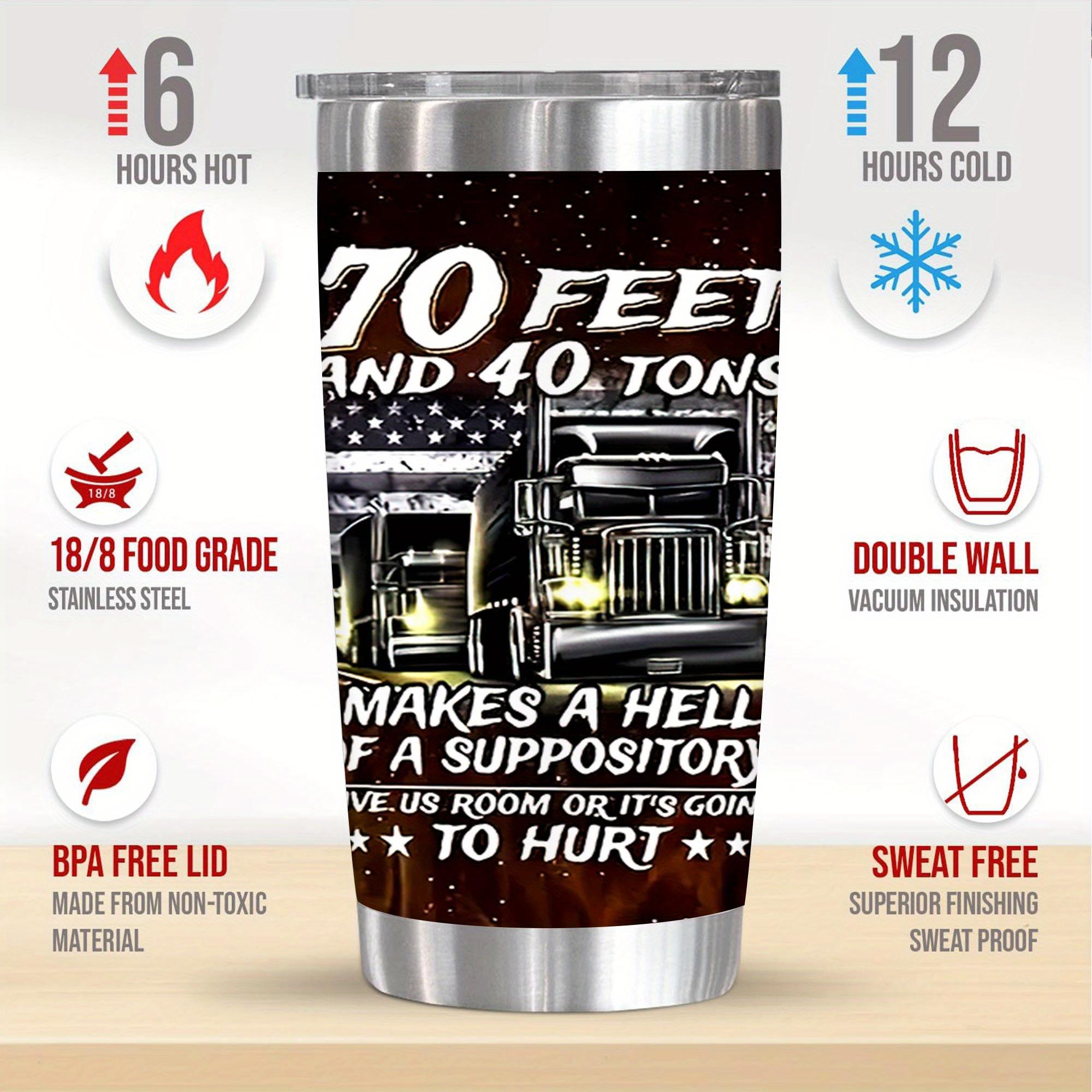 1 20 oz 70 foot and 40 ton semi truck mug, double wall vacuum insulated travel mug, leak proof cover, perfect gift for mom and dad, perfect for Christmas, Thanksgiving, Valentine's Day, Mother's Day, Father's Day, Birthday presents, coffee mugs