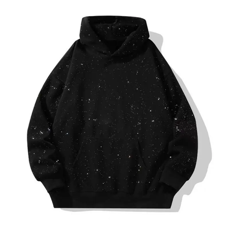 Autumn Winter Starry Sky Sequin Round Neck Hooded Sweatshirt for Men and Women Fashion Casual Wear