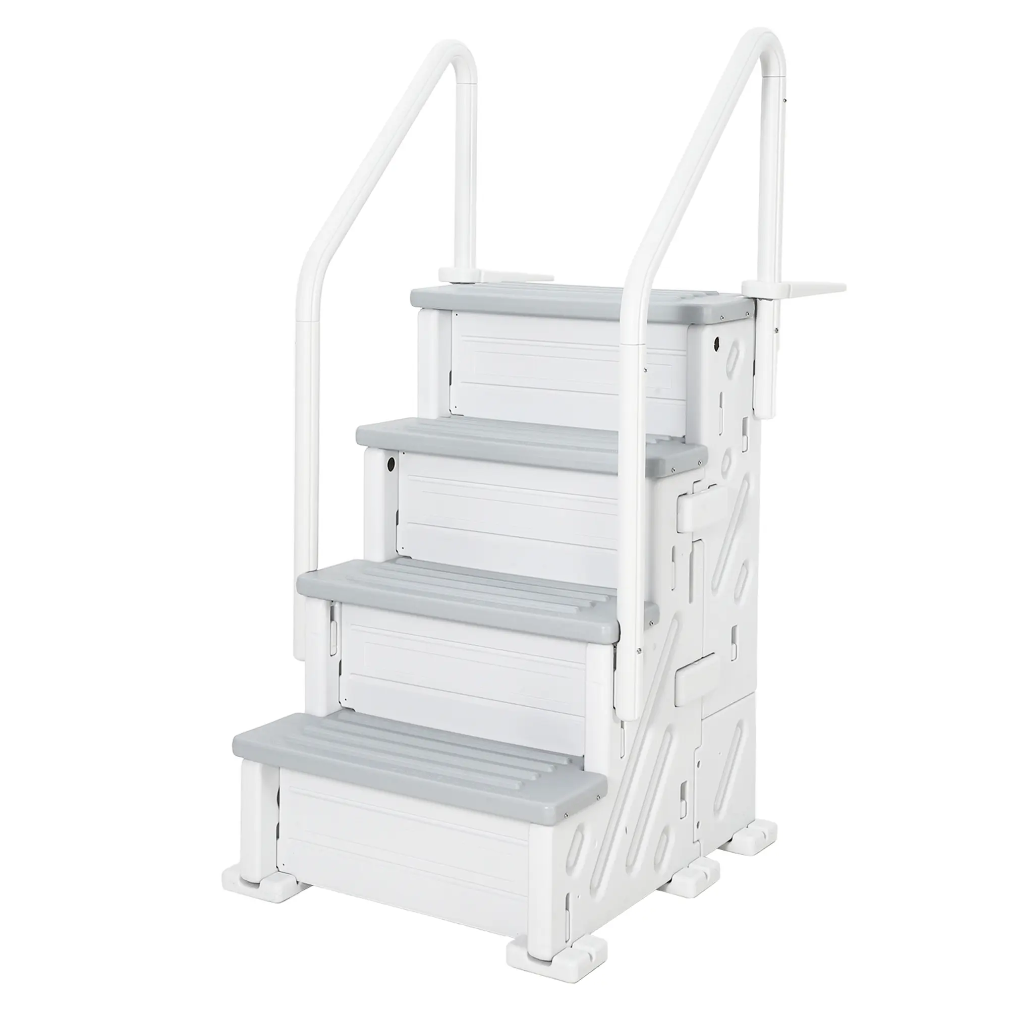 Sturdy 4-Step Pool Ladder, Double Handrails, Non-Slip PE Stairs, 500 lbs Capacity, For 48-54 inch Inground & Above Ground Pools, Durable Outdoor Deck Access
