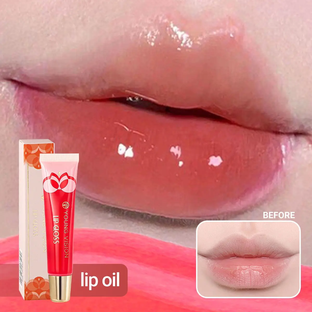 YOUNG VISION Glass Mirror Lip Gloss, Fresh Mint Scent, Hydrating Lip Oil & Shine, Water-Proof Lips, Clear Moisturizing Lip Care