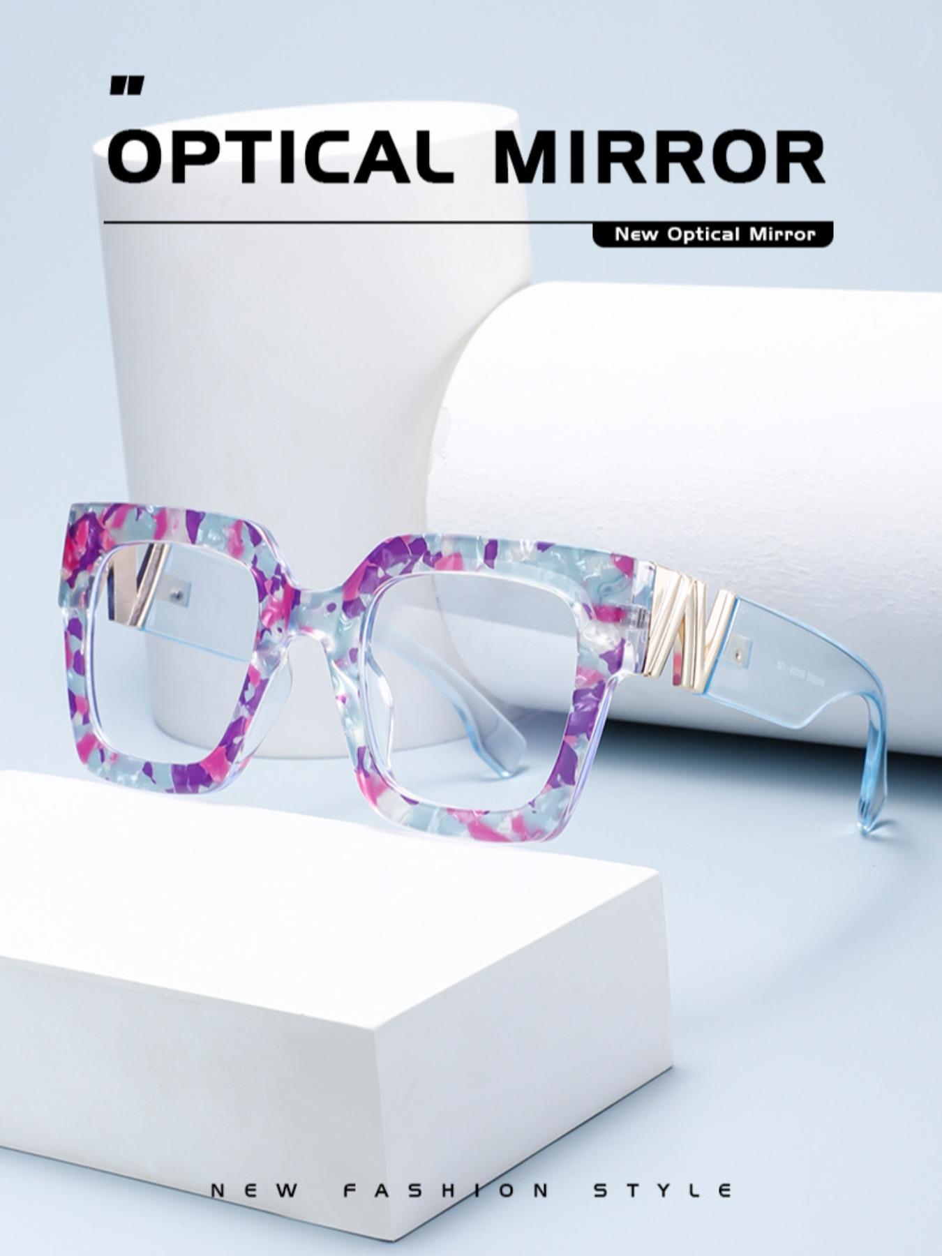 Fashion Floral Pattern Eyeglasses Frame, Casual Large Frame Eyeglasses for Women & Girls, Fashion Eyeglasses for Work, Daily Clothing Decor, Stylish Square Frames, Fashionable Frames Glasses