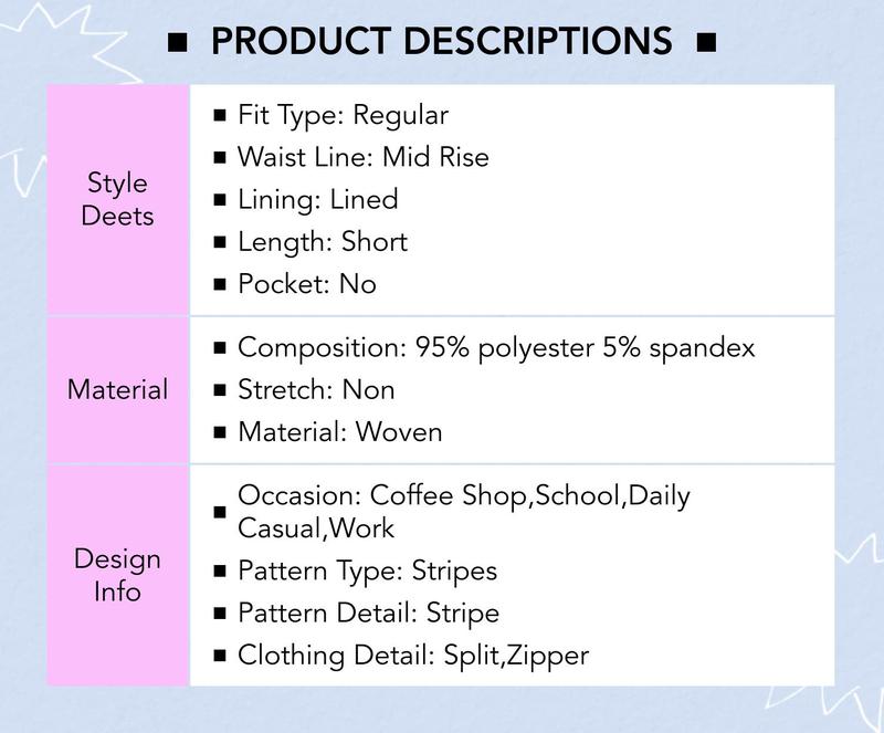 Cider [3 colors, size 2-10] Mid Rise Stripe Slit Zipper Skort