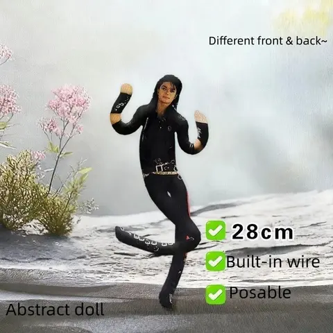 Michael Jackson Soft Poseable Figure Doll, Collectible Figurines, 28cm Abstract Toy, Room Decoration, Birthday Gift for Boys, Girls & Adults