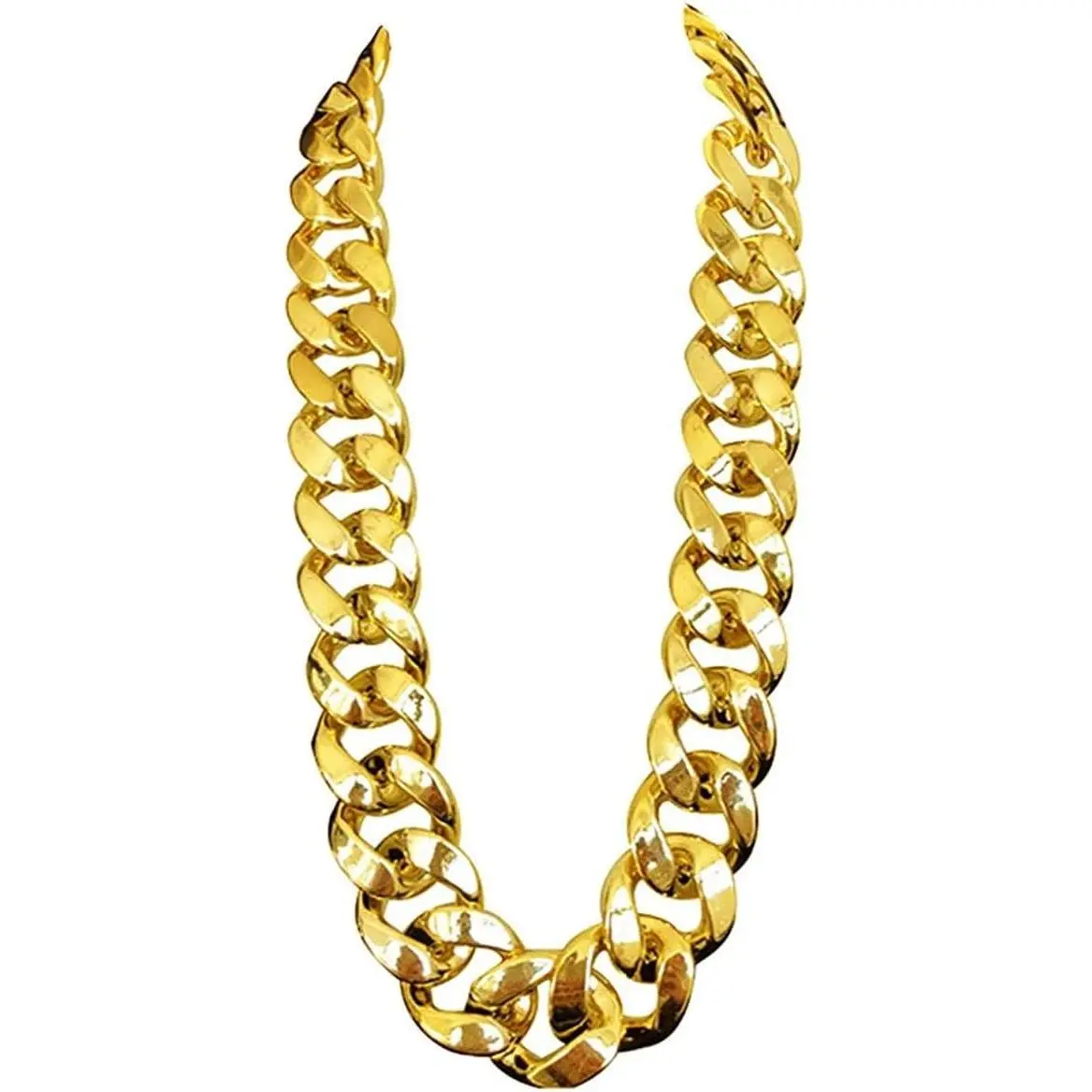 Chunky Hip Hop Chain Necklace, 32 Inch Oversized Gold Plastic Jewelry for Men Women, Heavy Look Lightweight Links for 80s Party Wear, Oversized Gold Chain Necklaces, Hip Hop Jewellery, Chunky Chain, Above 12