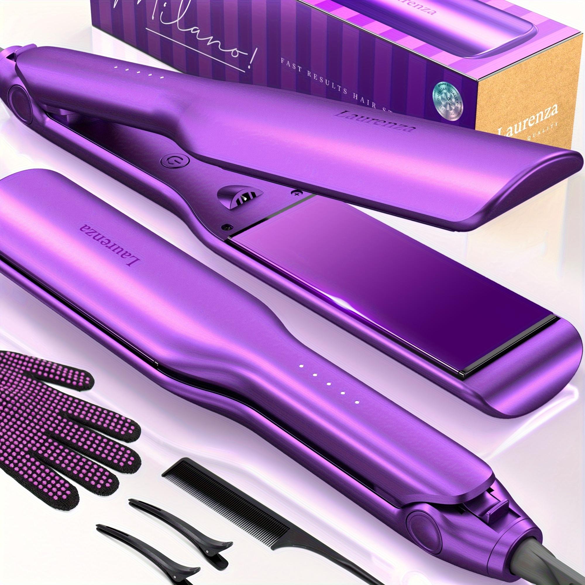 Laurenza Milano 2-in-1 Hair Straightener and Curler - 8.5 Inch² Extra-Large 3D Floating Ceramic Flat Iron with 20 Million Cm³ Anion Outlet, Dual Voltage, SuperMax Design for Salon-Quality Styling at Home