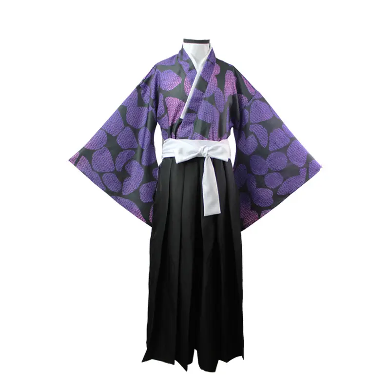 Demon Slayer Cosplay Costume Upper Rank One Kokushibo Haori Yukata Kimono Authentic Performance Outfit for Halloween Carnival Stage Show Comic Con Party