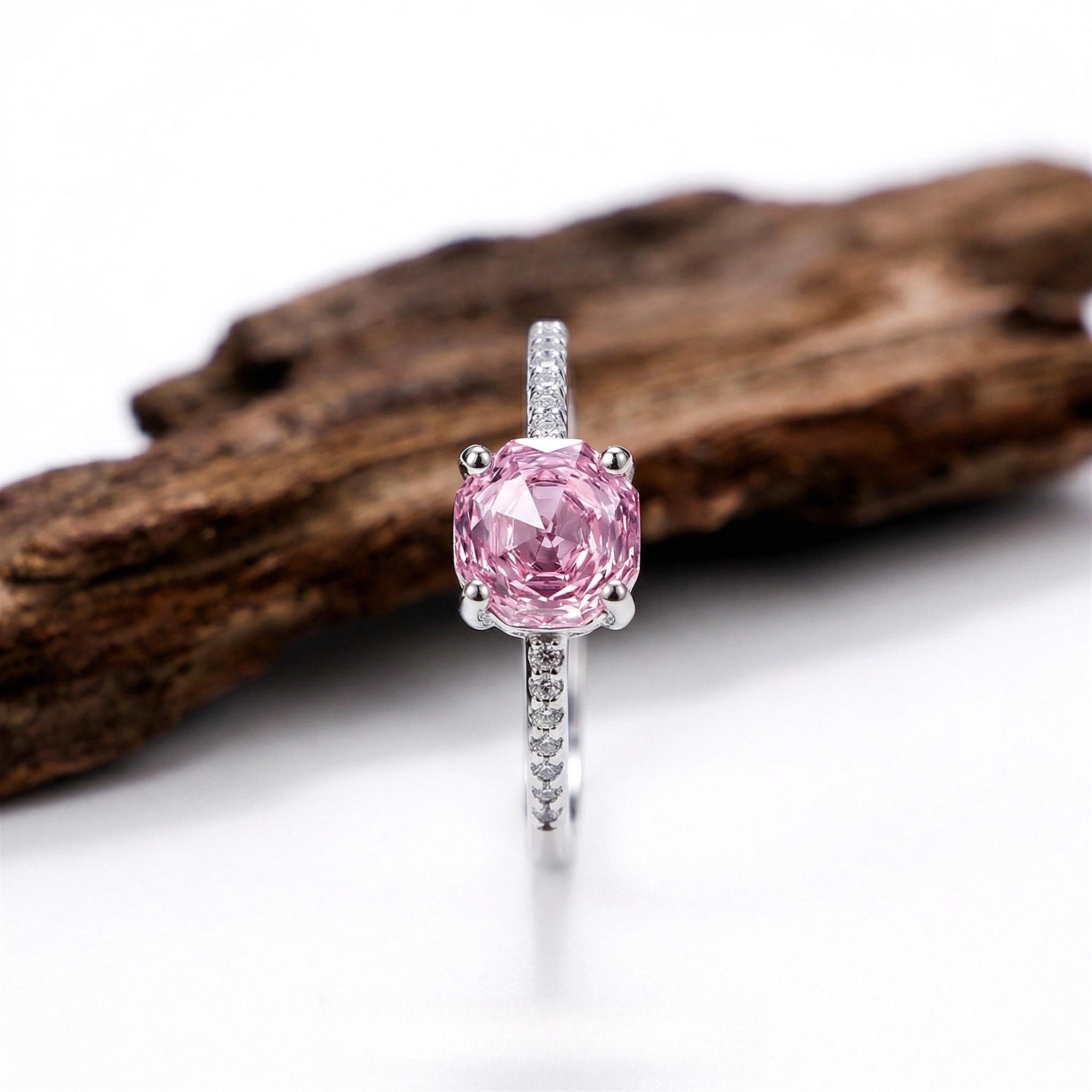 VAELUME Luxury 18K White Gold Plated Octagon Rose-Cut Pink Diamond Jewelry Set - 3PC Necklace Bracelet Ring-5A VVS CZ, Perfect for Daily Wear, Anniversaries,Birthday Gift for Women and Girls