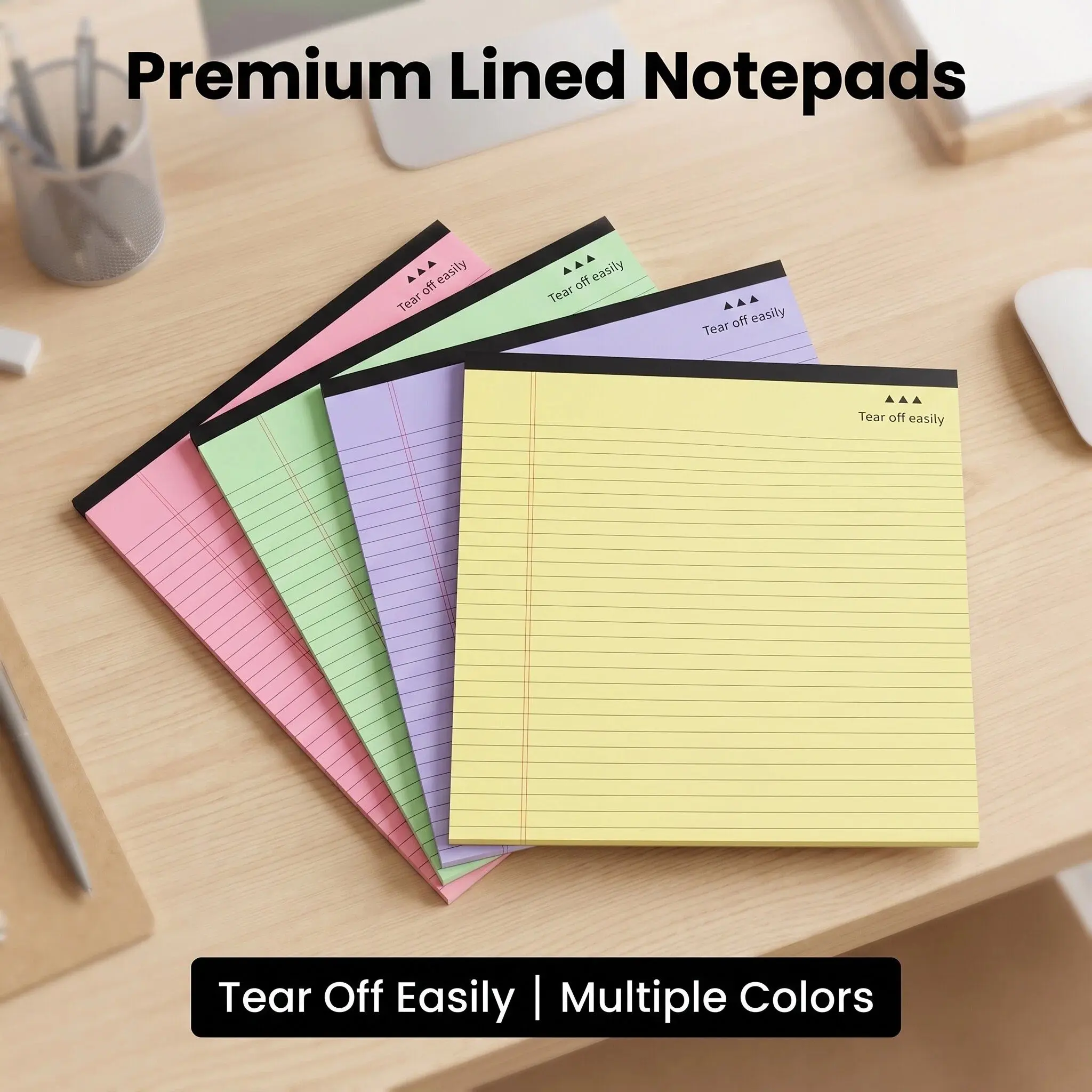4-Pack American Style Colorful Tear-Off Notepads, Lined Sectional Notebooks, Student Exam Practice Draft Books, Office Memo Pads