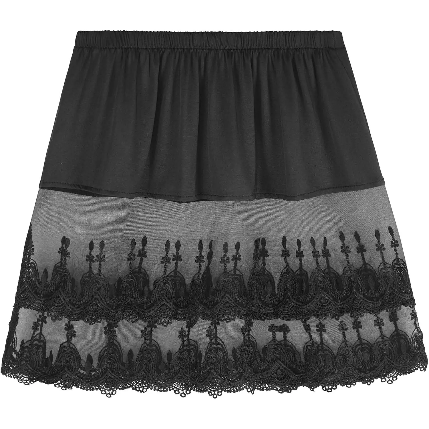 Women's Mini Lace Slip Skirt Removable Layering Shirt Extender Half Length Undershirt Skirt