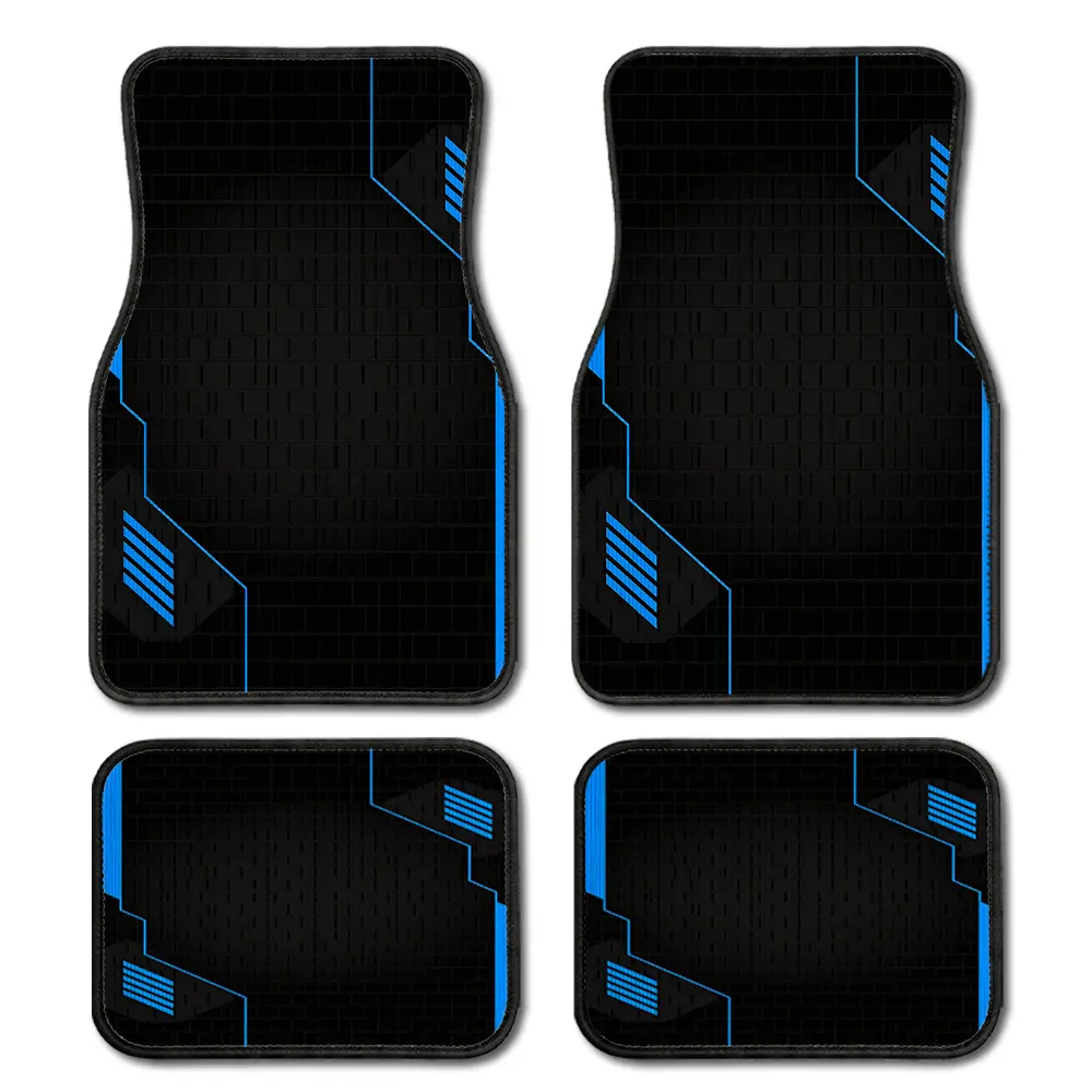 4PCS Car Floor Mats, Blue Cyber Tech Geometric Line Pattern, Anti-Slip Wear Resistant Universal Fit All Vehicles Easy Clean Auto Interior, car guys accessories cool car stuff car essentials car accessories interior for girls/men car decor