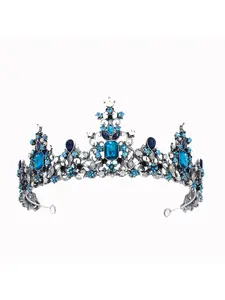European and American bride crown vintage gold with multicolor diamond queen birthday party alloy tiara princess headband