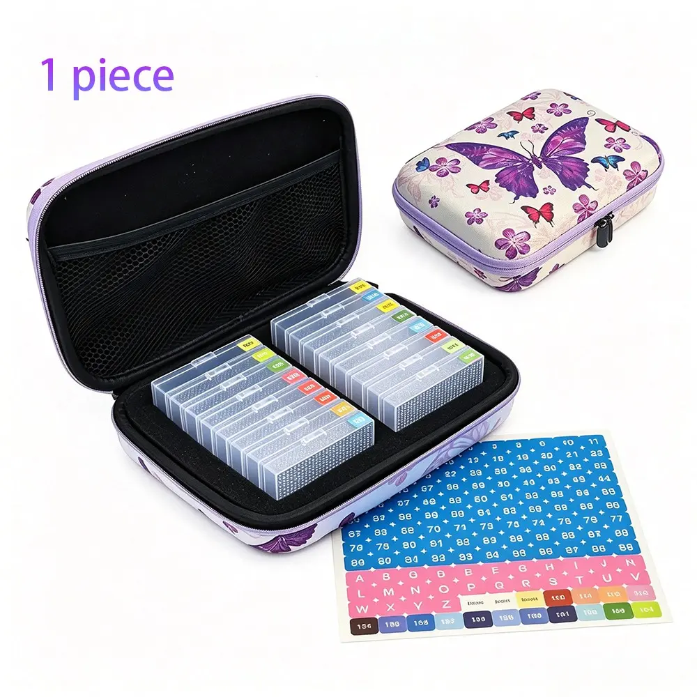 16-Grid Diamond Painting Storage Bag, Includes 1 Label Paper, Ideal for Round Diamonds, DIY Supplies Type, Perfect for Organization, Cross Stitching