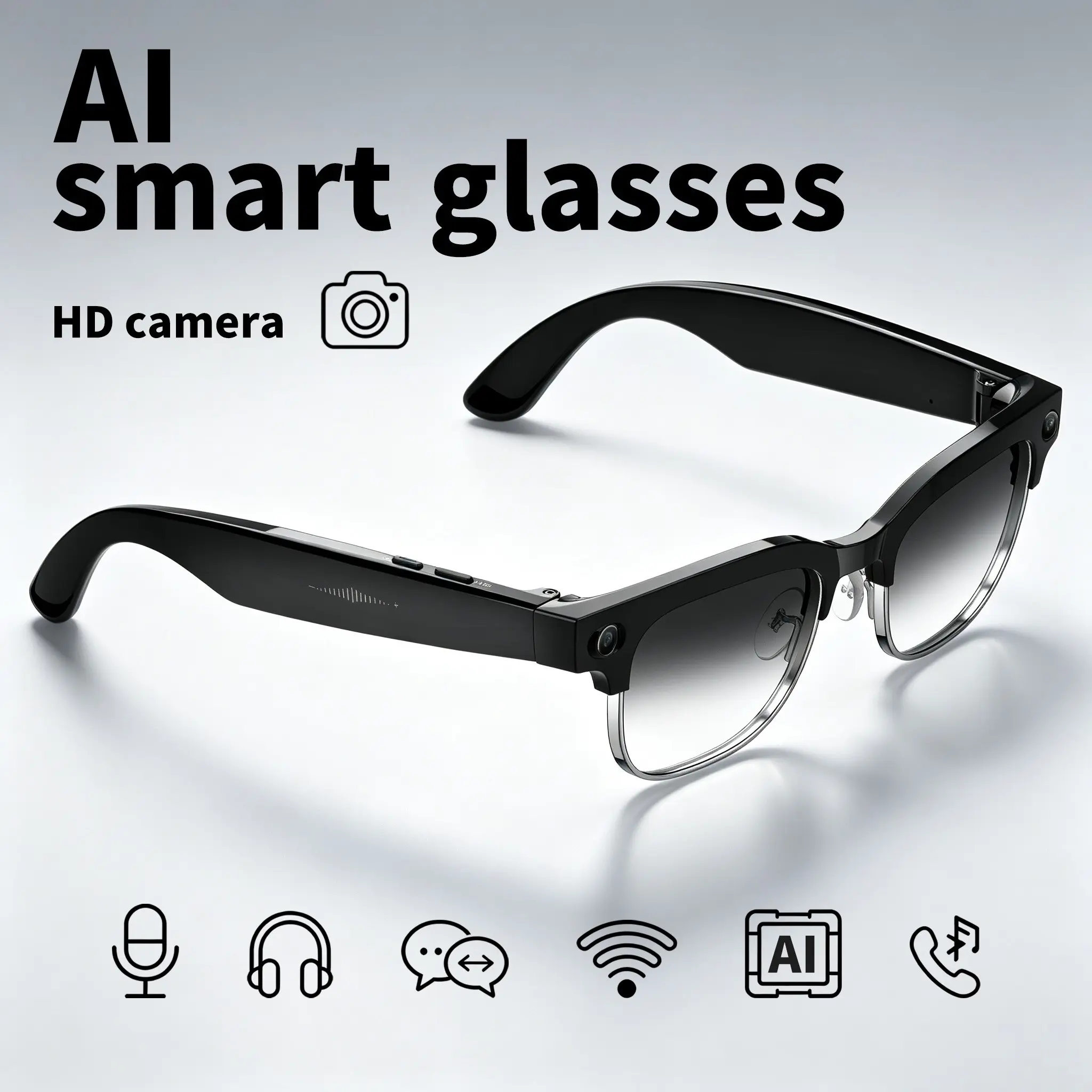 W630 Smart Camera Glasses, Bluetooth-compatible Call Music Player, Voice Assistant, Color-Changing Sunglasses, Ip66 Waterproof, Outdoor Use, Driving