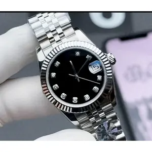 Unidirectional Rotating Ceramic Bezel Luminous Dot Markers Date Window Two Tone Gold Steel Diving Automatic Watch for Men