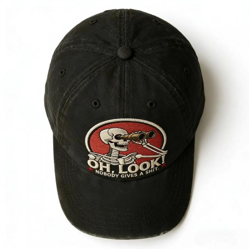 Street style skull embroidered baseball cap, washed and distressed, casual and sun-protective