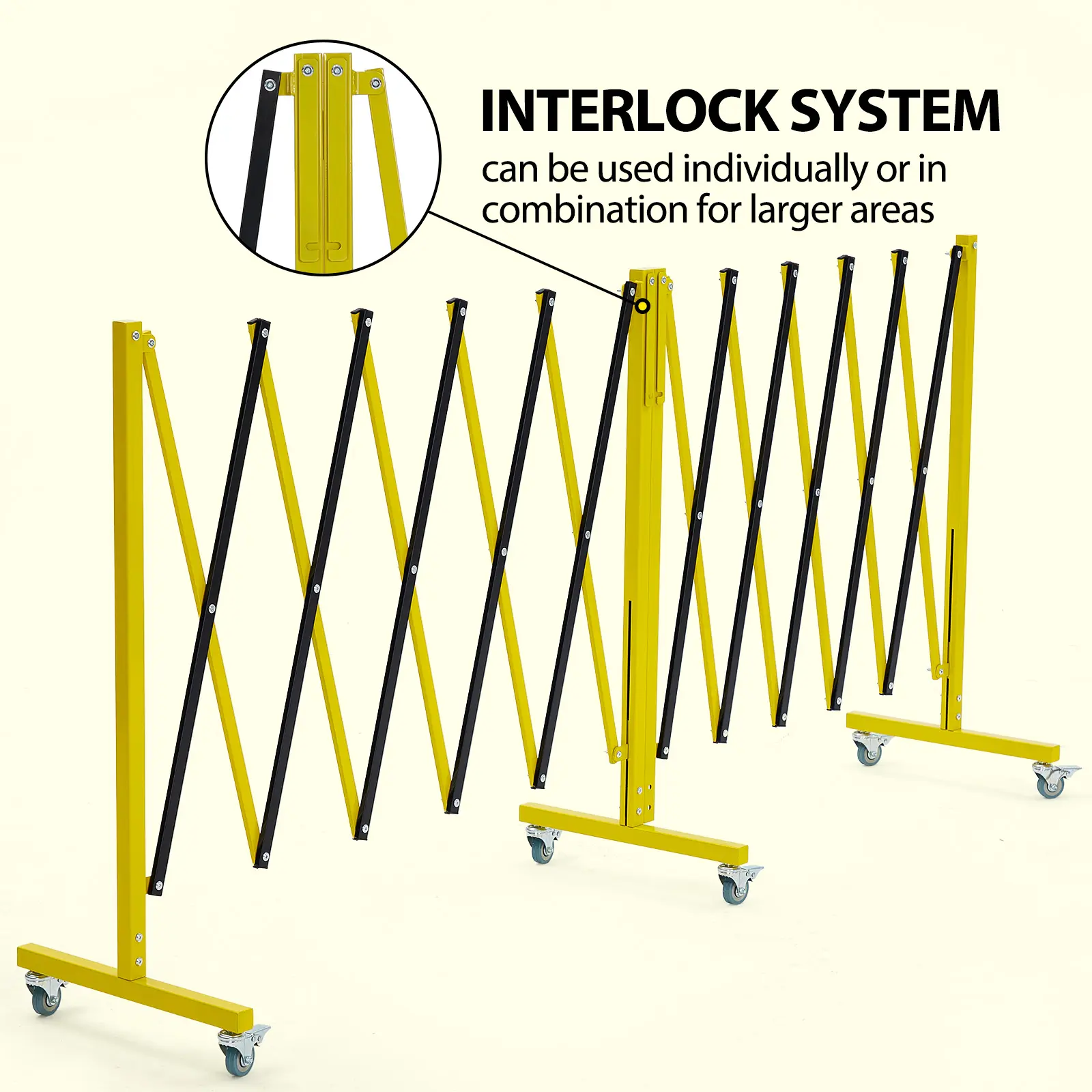 【Garvee】Expandable Barricade Gate, Portable Folding Safety Barrier with 360° Casters & Reflective Stickers for Driveway, Yard