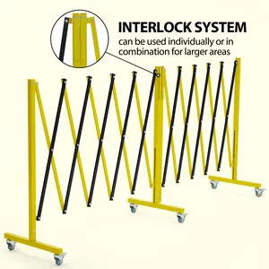 【Garvee】Expandable Barricade Gate, Portable Folding Safety Barrier with 360° Casters & Reflective Stickers for Driveway, Yard