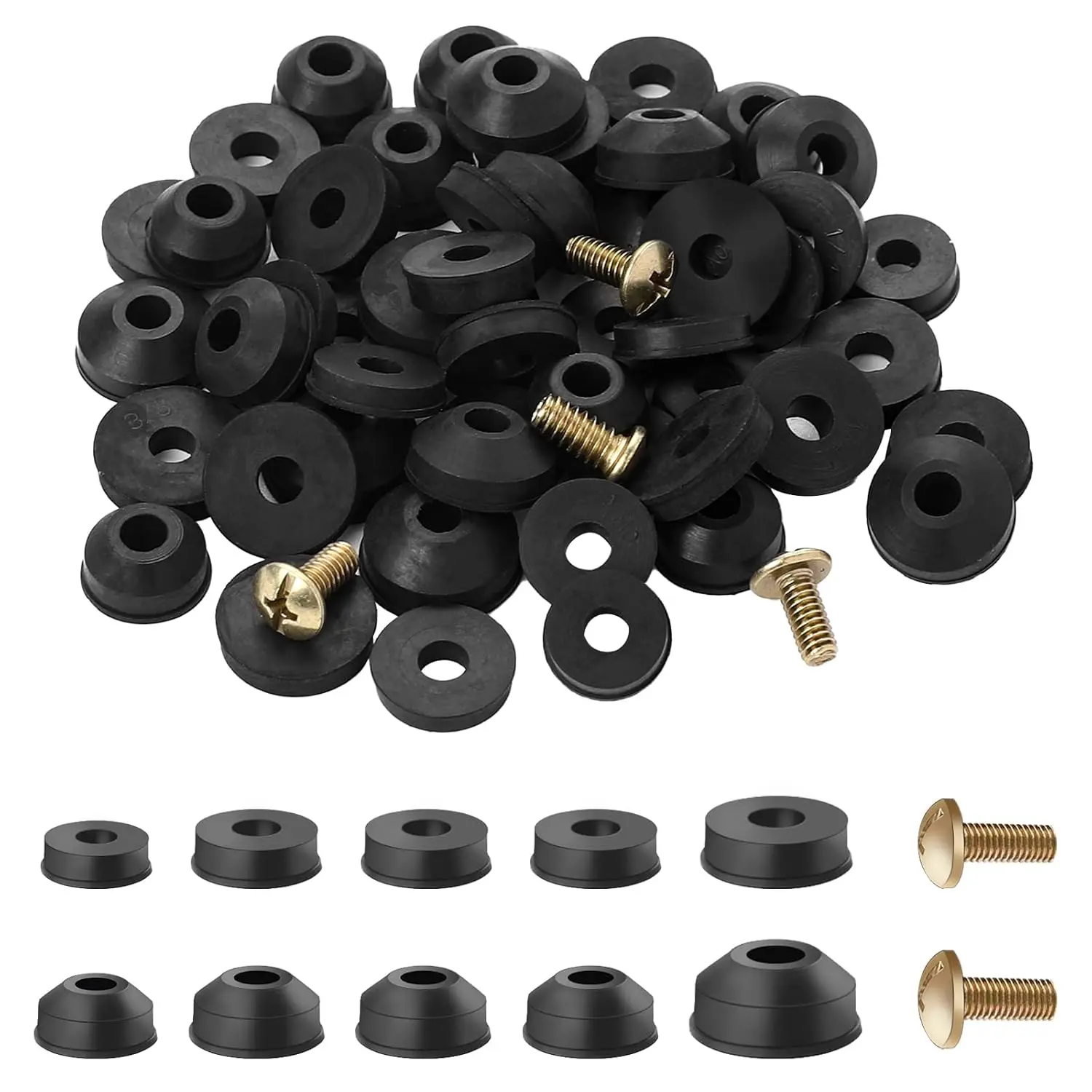 58 Pack Faucet Washer  Kit - Flat and Beveled Rubber Faucet Washers for Repairing Leaks