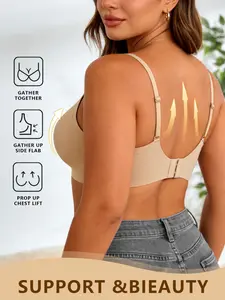 Women's Push-Up Bra, Small Chest Lift, Invisible Seamless, No Underwire, Comfortable Sports Lingerie, Boho Style, All Seasons