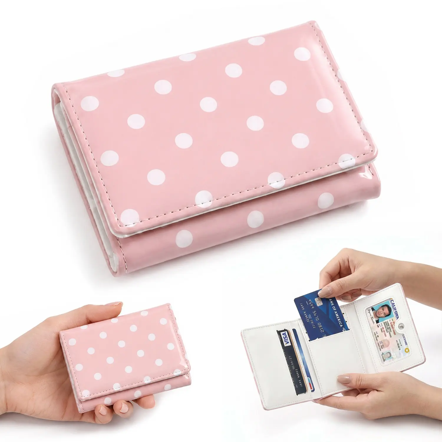 Women's Retro Tri-Fold PU Leather Wallet - Cute Polka Dot, Slim Mini Purse, Compact Card Holder with ID Window, Credit Card Slots, Cash Pocket for Daily Use & Gifting, Wallets For Women, Everyday Use,back to school,back to school haul