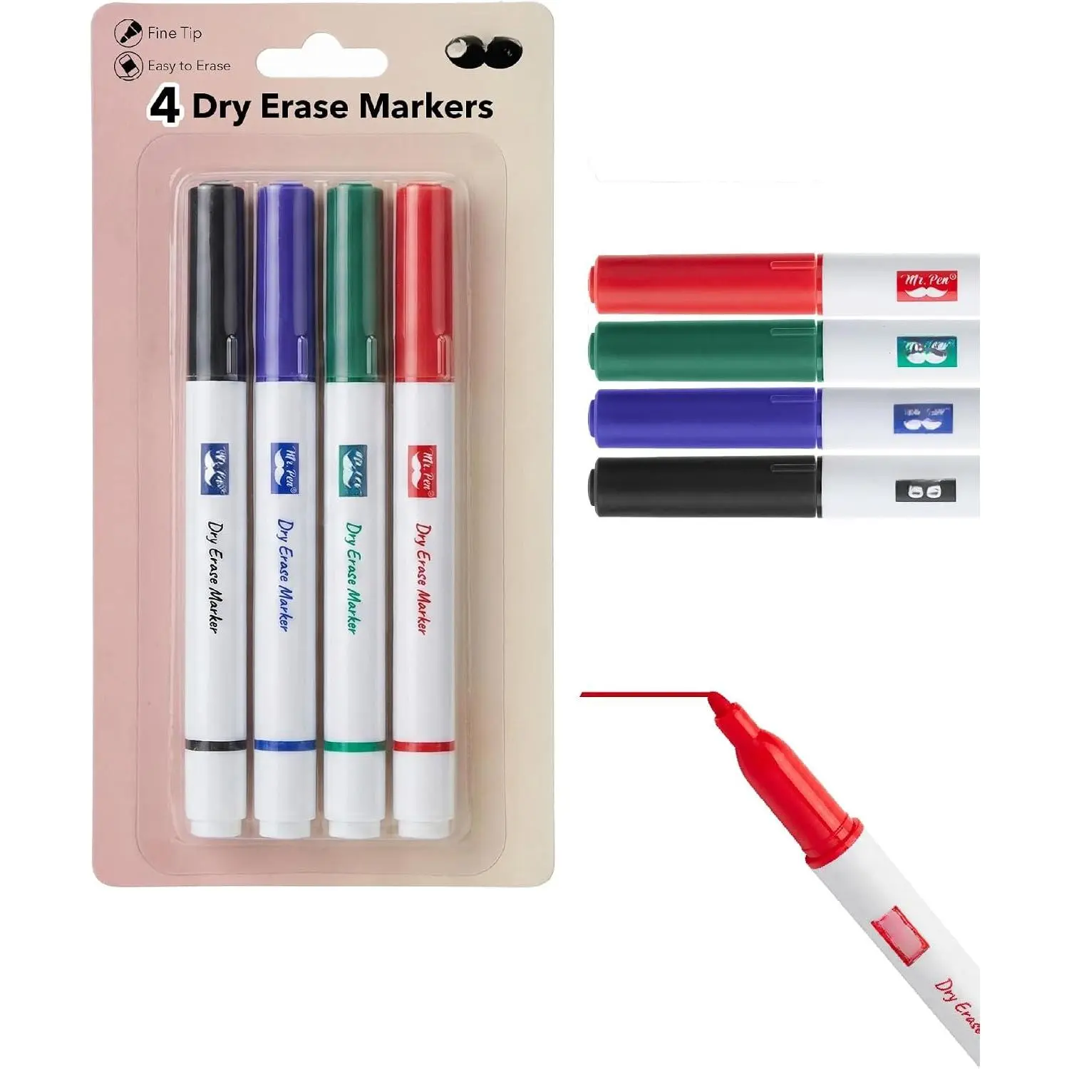 - Dry Erase Markers, 4 Pack,  Colors, Fine Tip | Dry Erase Whiteboard Markers for Writing  Whiteboards, Weekly Planner, Glass, School, Office,