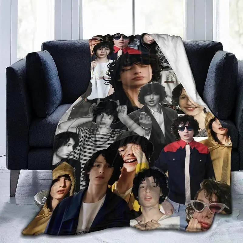 Finn Wolfhard Fleece  Soft Cozy Warm Plush Throw for Sofa Bed Office Car Camping Couch Beach Demon Hunter Poster Thermal Flannel  Comfortable Home Decor Gift for Teens Adults Kids blanket