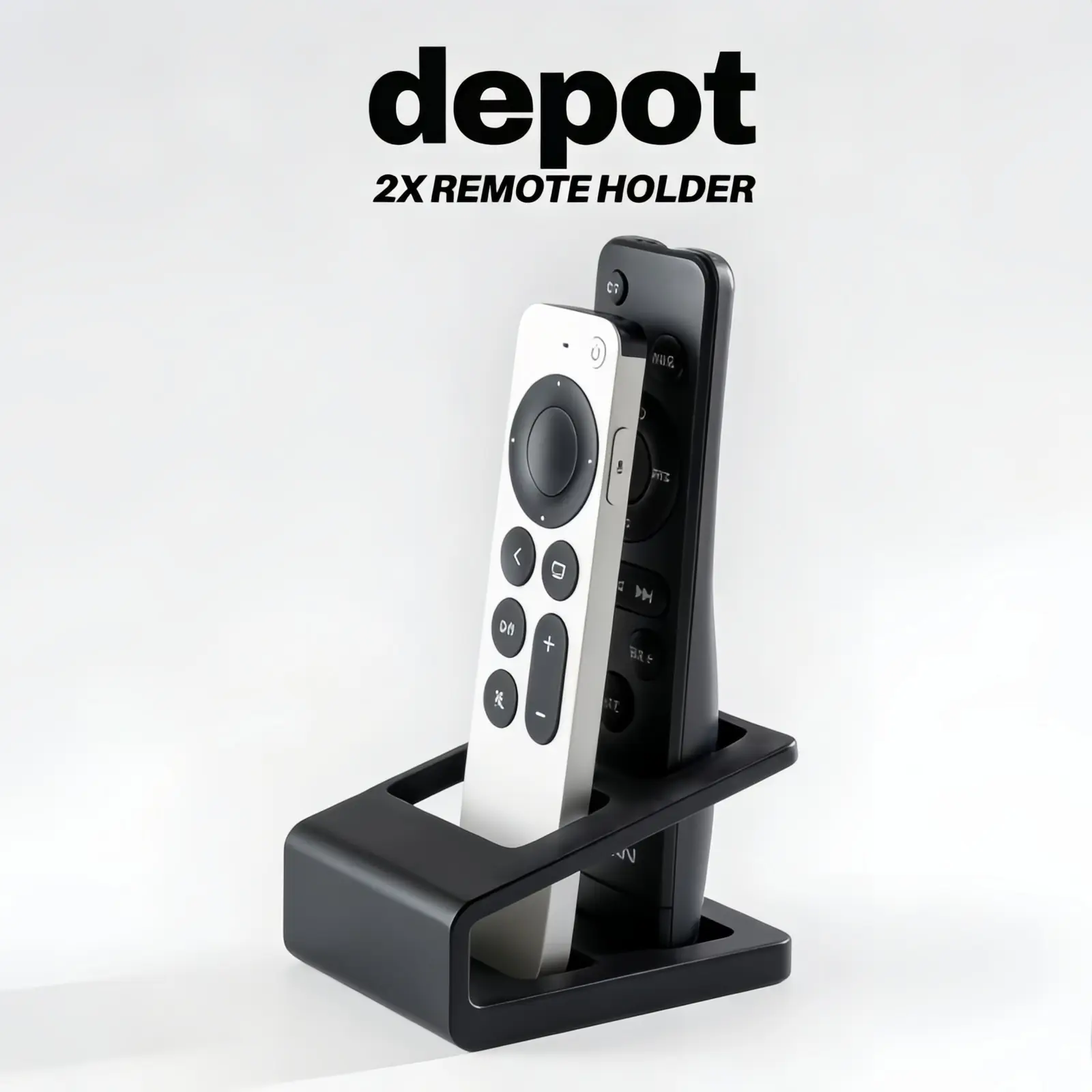 Double Compartment Remote Control Organizer, Desktop Storage Box for TV Air Conditioner DVD Remotes, Non-Slip Wide Base, Coffee Table Media Console
