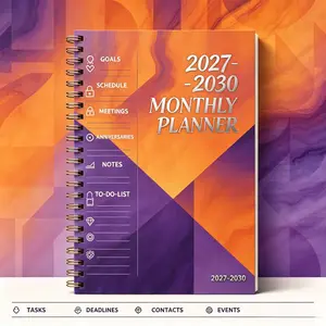 2027-2030 Monthly Planner/Calendar - January 2027 to December 2030, 4-Year Monthly Planner, Orange and Purple Clashing Marble Gradient Theme Cover Design Notebook, Annual and Daily Calendar Planning, Monthly Tabs, 48-Month Calendar, 5.5 x 8.3 Inches Thick