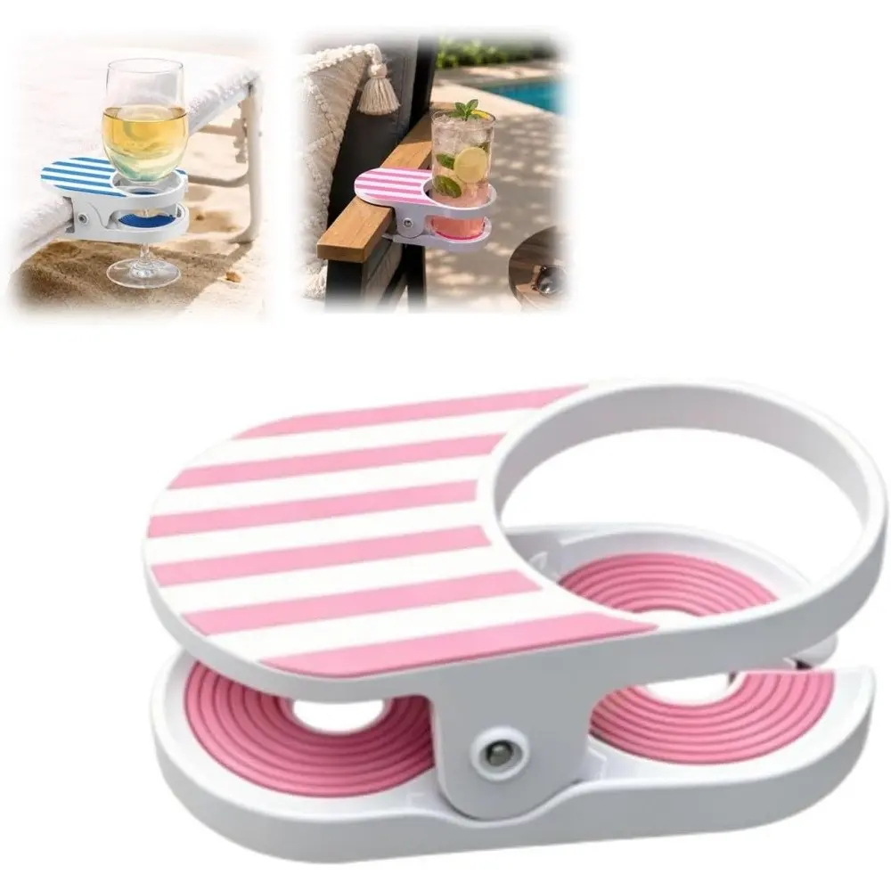 Clamp Cup Holder for Beach Chair, Portable Drink Rack, Universal Clamp Beverage Holder, Ideal for Pool, Camping, Outdoor Patio