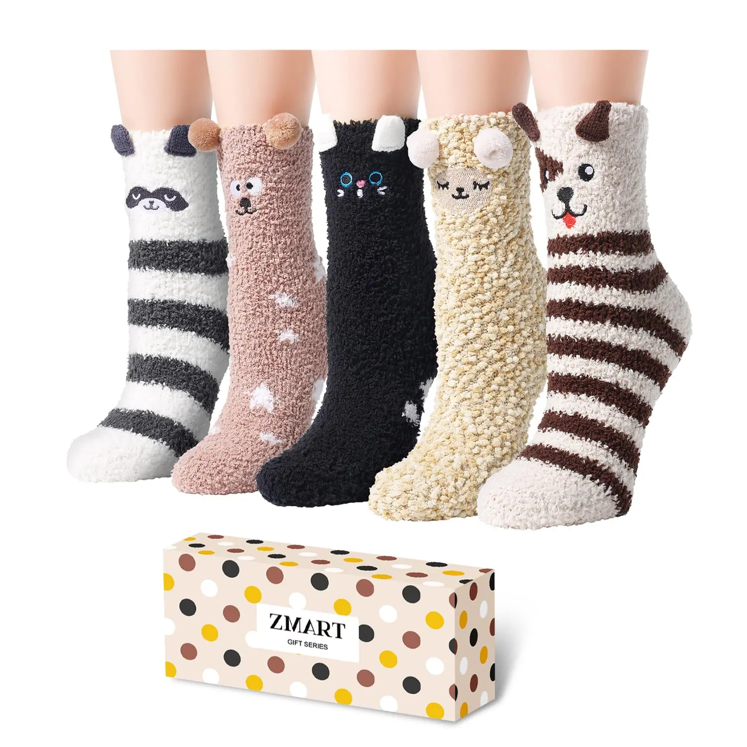 Zmart Soft Cute Fuzzy Socks for Women Cozy Slipper Warm Sleep Microfiber Fluffy Winter Christmas Socks