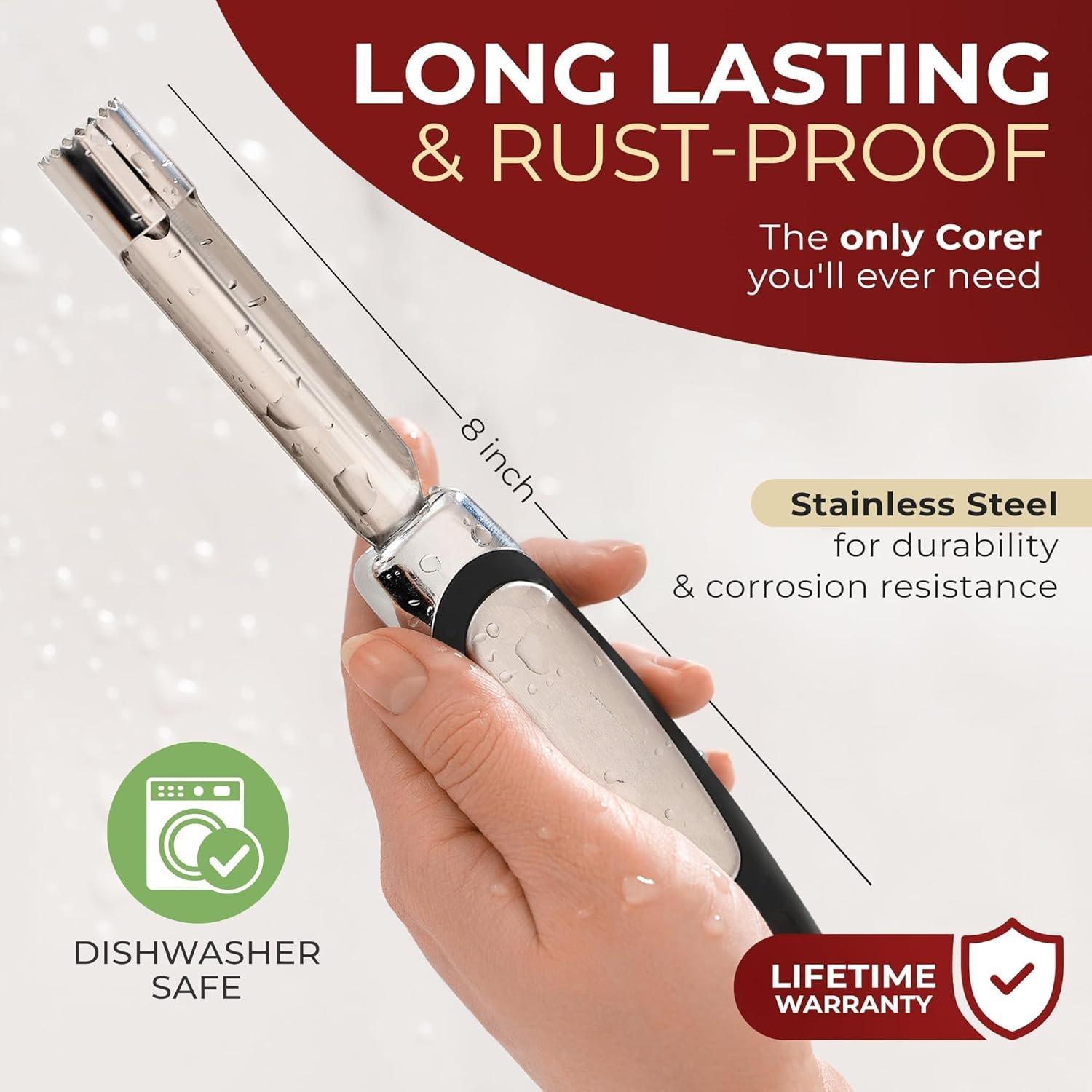 Corer Tool - Durable Stainless Steel Fruit Core Extractor Tool -  Corer Remover, White