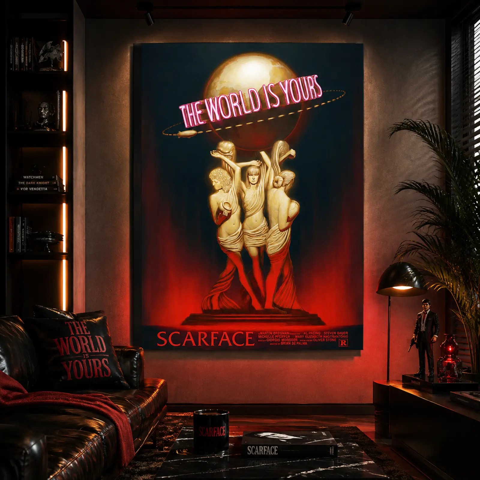 Scarface The World Is Yours Canvas Wall Art Poster,Tony Montana Movie Poster,Mafia Aesthetic Room Decor,Gangster Wall Decor,Home Theater Canvas Print,Living Room Bedroom Office Decor,Gift for Movie Fans