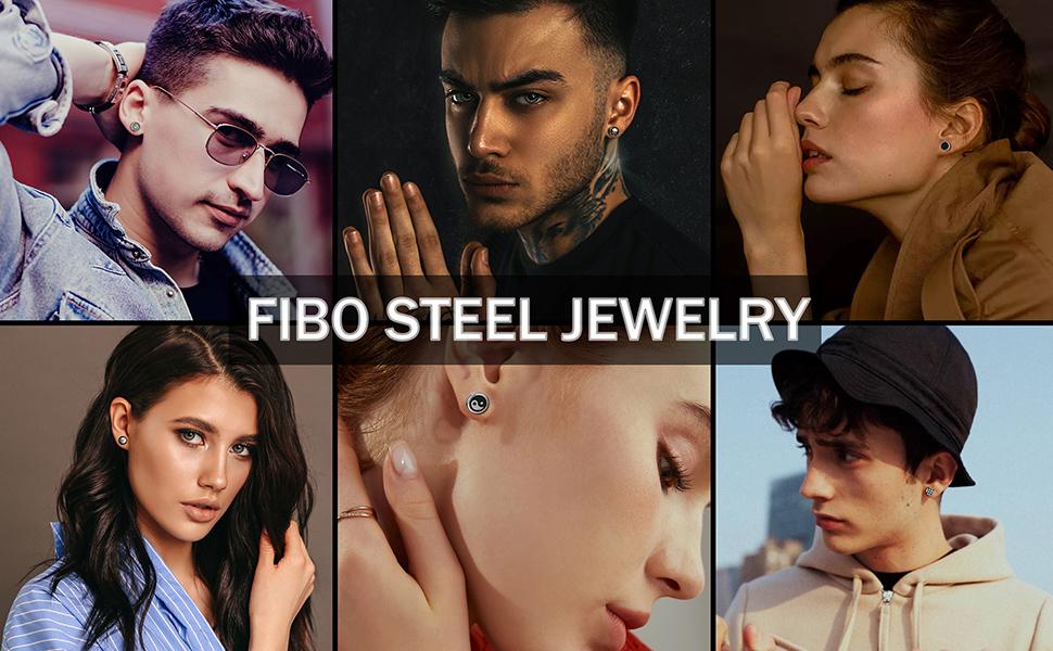 FIBO STEEL 9/16 Pairs Stainless Steel Stud Earrings for Men Women Fake Gauge Earrings Cheater Faux Gauges Ear Tunnel 8mm 18G 6.5mm Durable Comfortable SpringStatements FIBO STEEL 9/16 Pairs Stainless Steel Stud Earrings for Men Women Fake Gauge Earrings Cheater Faux Gauges Ear Tunnel 8mm 18G 6.5mm Durable Comfortable SpringStatements