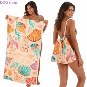 2-in-1 Beach Towel Backpack |   Oversized Sand Free Mat |   Quick Dry Convertible Drawstring Bag for Pool & Travel |   Nautical Print