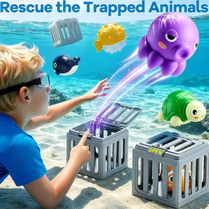 2026 New Viral Summer Pool Toy Underwater Diving Cage Game Set Floating Sea Creature Bath Toys Fun Water Activity For Boys Girls Toddlers