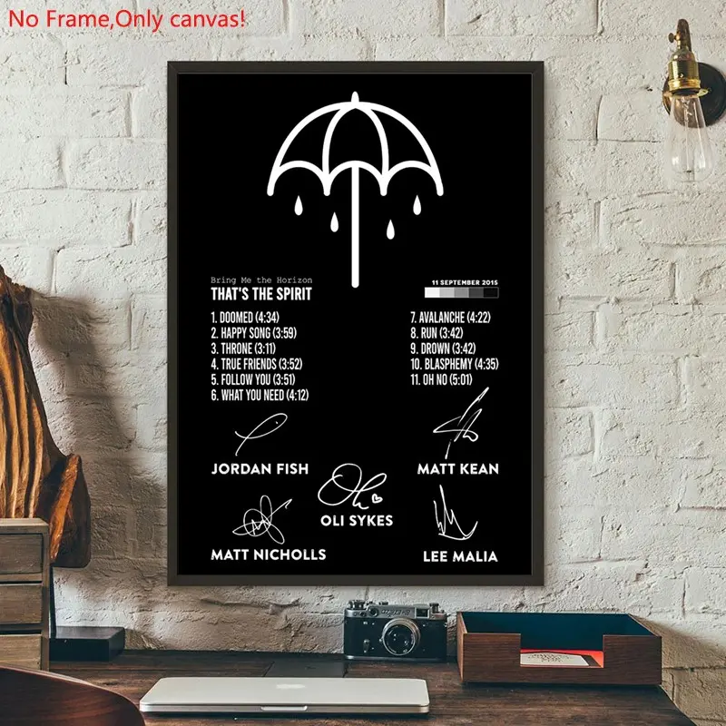 1 piece/set frameless canvas painting print poster, Classic Character Album art，Bring Me the Horizon ，a perfect gift for Music loves, ideal gift for bedroom, living room, dorm hallway, kitchen, mural, wall decoration, room decor