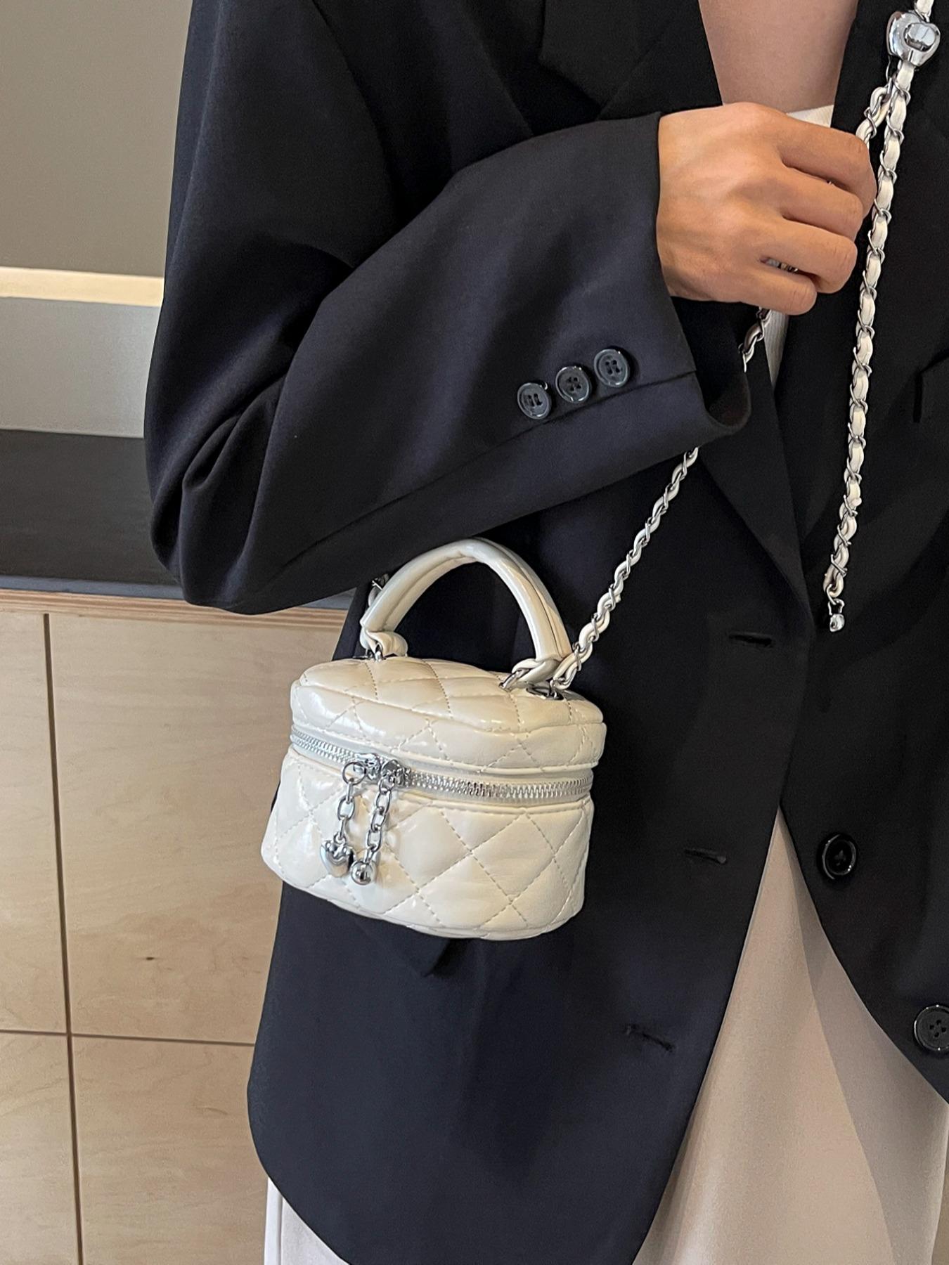 Women's Solid Color Chain Strap Crossbody Bag, Fashionable PU Leather Shoulder Bag for Daily Used, Casual Trendy Versatile High-quality Daily Commuting Bag