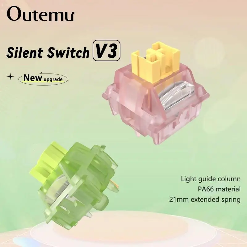 Outemu Silent Peach V3 Switch Lubed Silent Lemon V3 Switches Mechanical Keyboard Linear Tactile 5Pin Hot Swap PA66 Pre Lubed POM